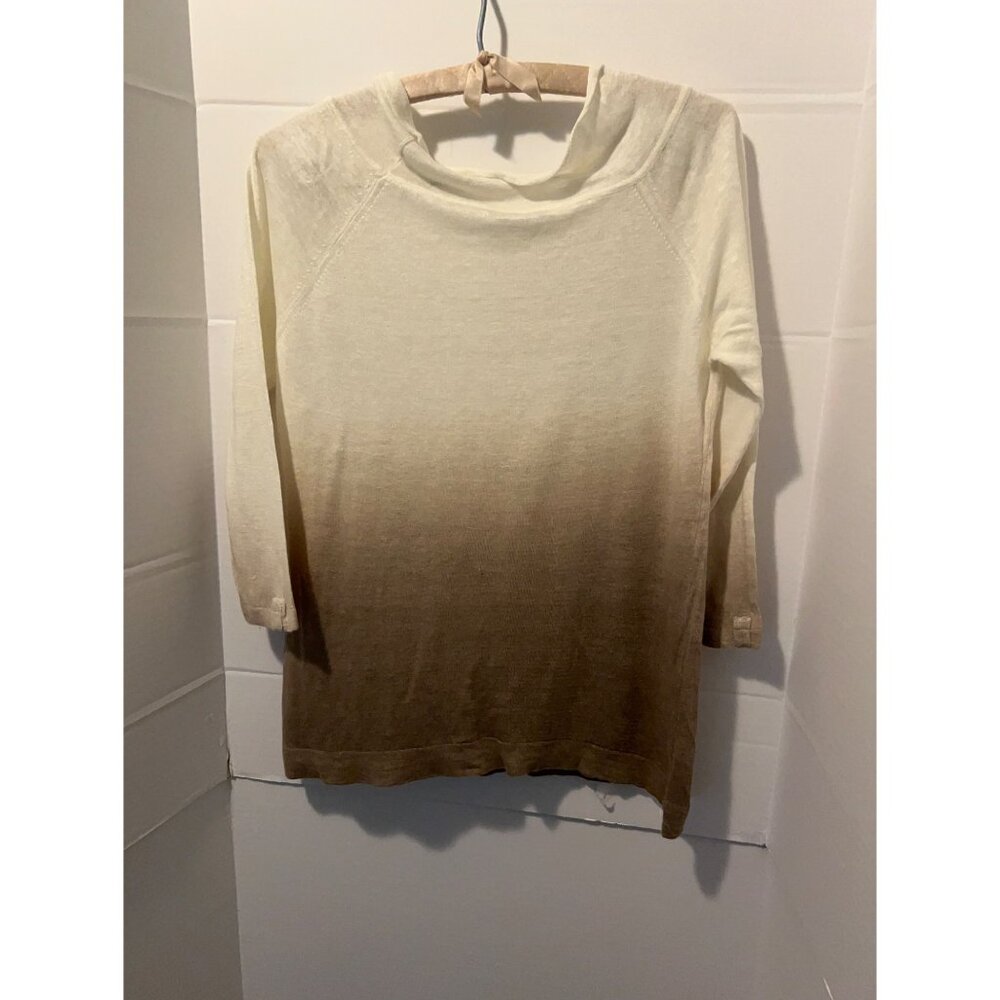 Flora Fedi 100% Linen Sweater Top Made in Italy Women’s Size M Beige Cream Long